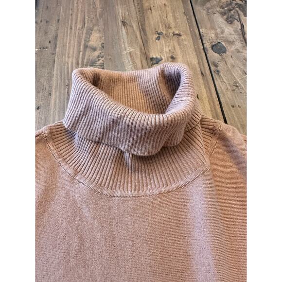 Boston Proper Size Small Tunic Sweater Tan Ribbed Turtleneck Capsule Minimalist - Picture 3 of 13